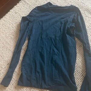 Navy Blue Long Sleeve Crew Neck T-Shirt